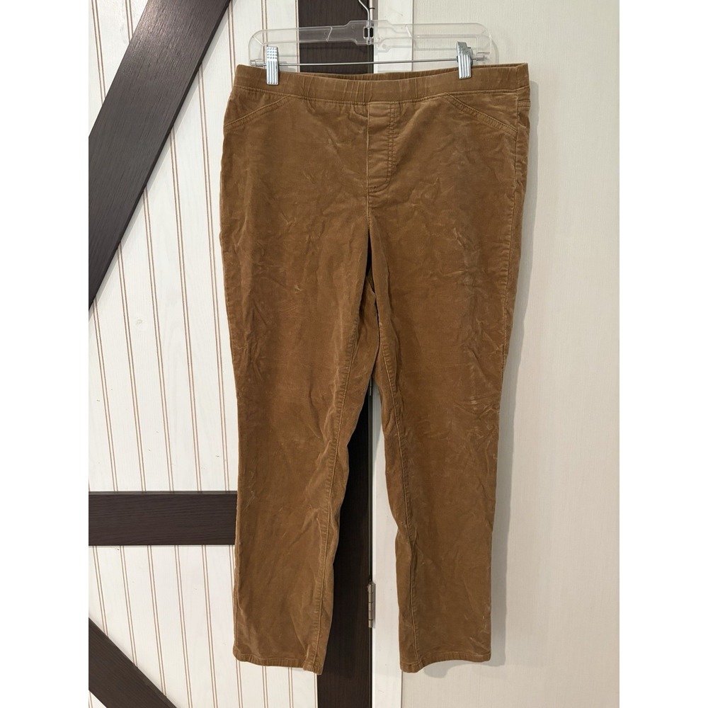 J Jill Pants Womens M Brown Corduroy Velvet Pull On Straight High Rise Casual